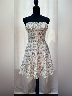 Bittersweet Floral Strapless Mini Dress Smocked Back Cottagecore Size S
